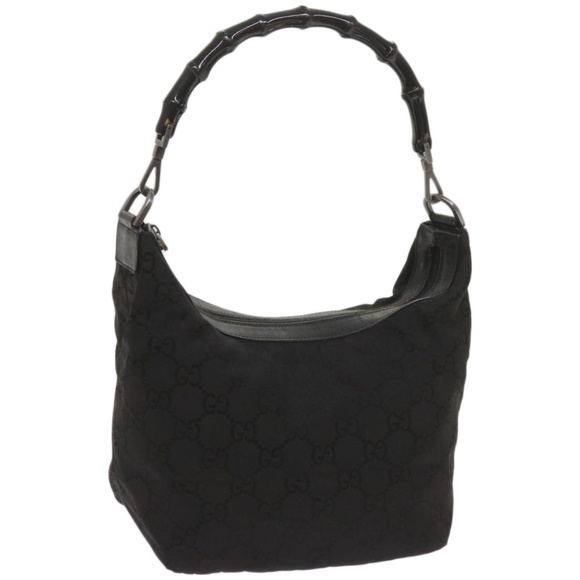 GUCCI Bamboo GG Canvas Hand Bag Black 000 0531 Auth ep3586 - Picture 1 of 16